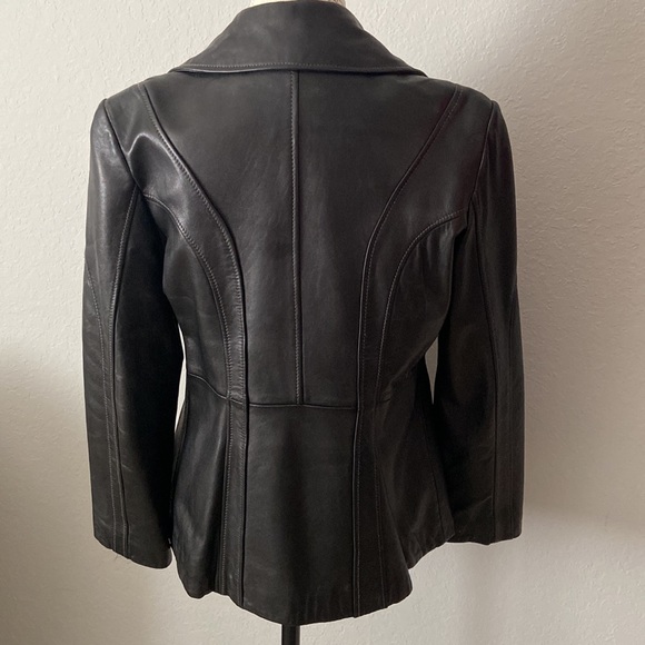 Guess Black Genuine Leather Jacket size M - Picture 5 of 9